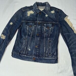Denim & Supply Ralph Lauren Womens XS Jean Jacket Distressed Denim Trucker Field